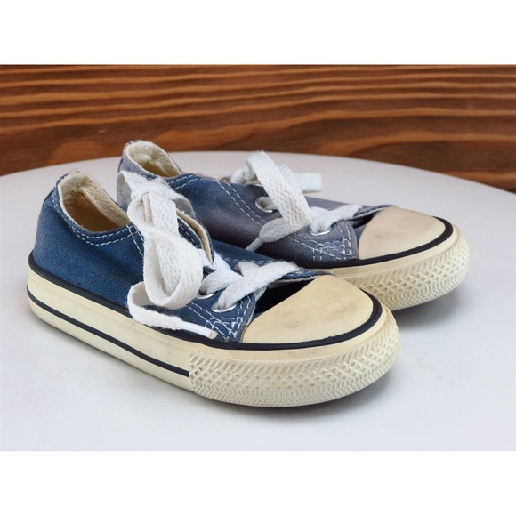 Converse Sz 5 Toddler Boys Sneaker Blue Fabric All Star Medium - Picture 4 of 10